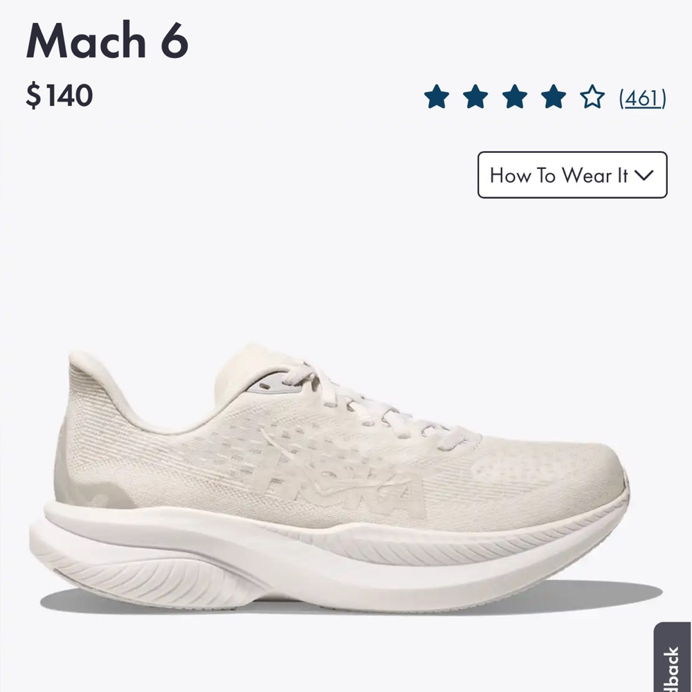 NWT and box Hoka Men’s Mach 6 Athletic Shoes - Cream